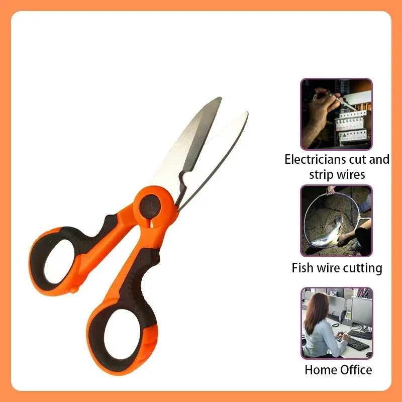 Professional Electrician Scissors | Heavy Duty Wire Stripping Shears with Non-Slip Handle