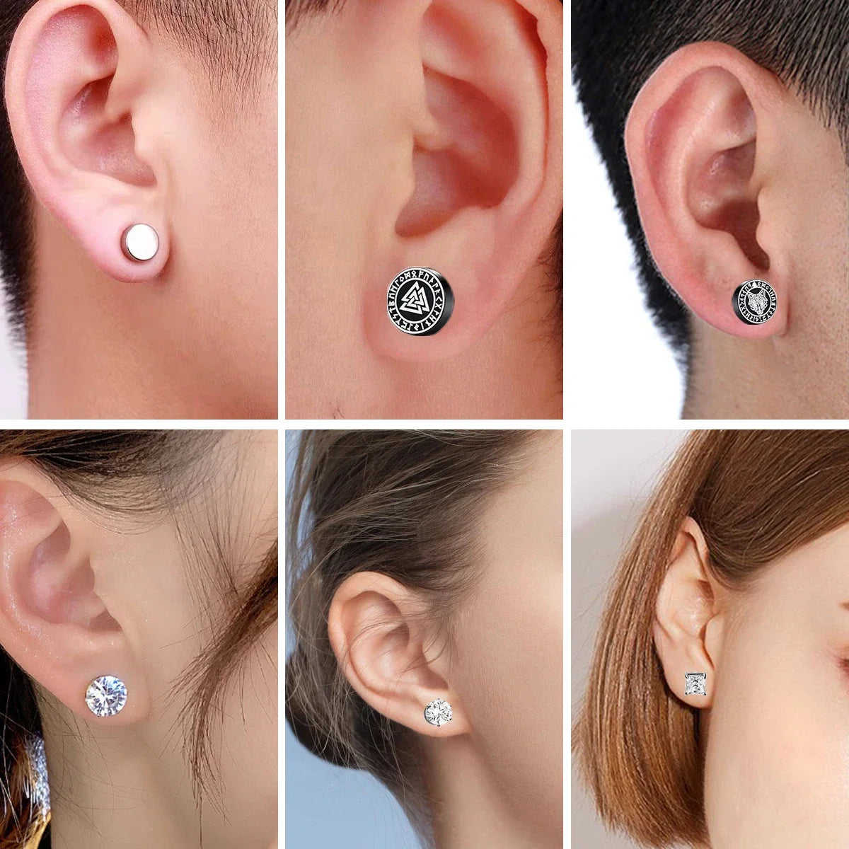 Magnetic Clip Earrings for Women and Men | No Piercing Crystal Studs