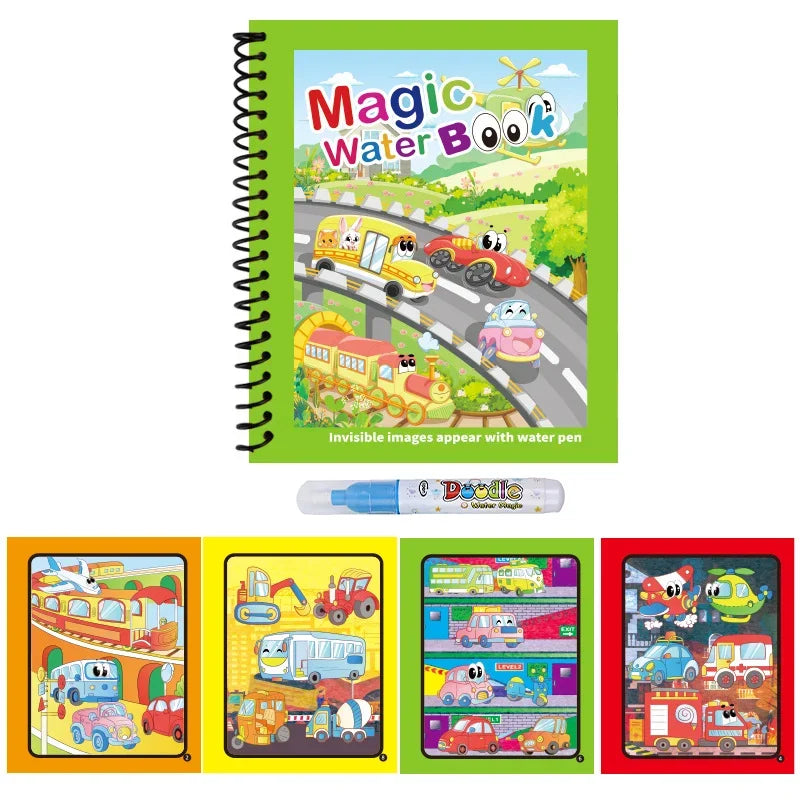 Cartoon Watercolor Painting Magic Book | Mess-Free Reusable Water Drawing Pad for Kids