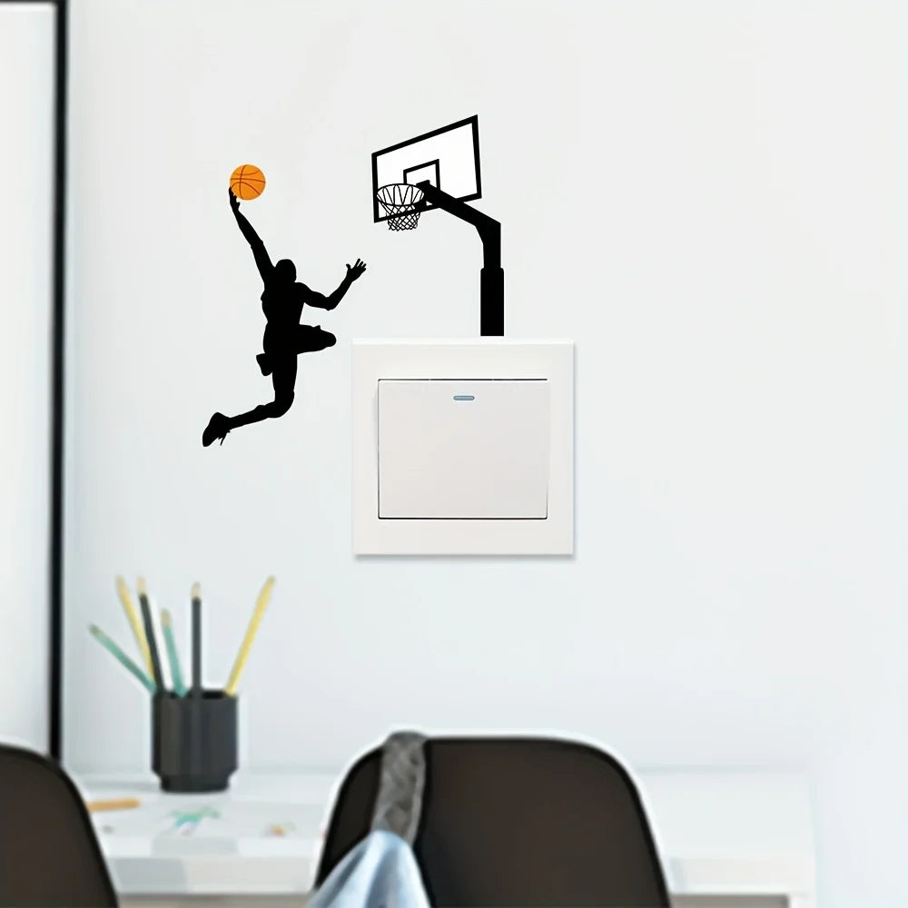 Basketball Player Light Switch Stickers | Waterproof Vinyl Wall Decals for Bedroom and Living Room