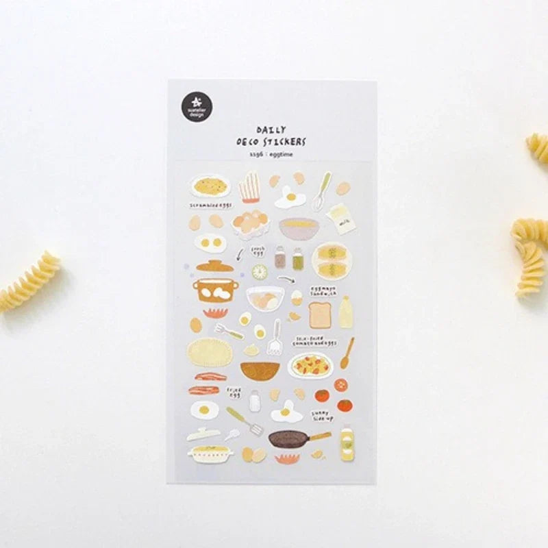 Eggtime Breakfast Sticker Set | Korean Aesthetic Paper Stickers for Scrapbooking and DIY