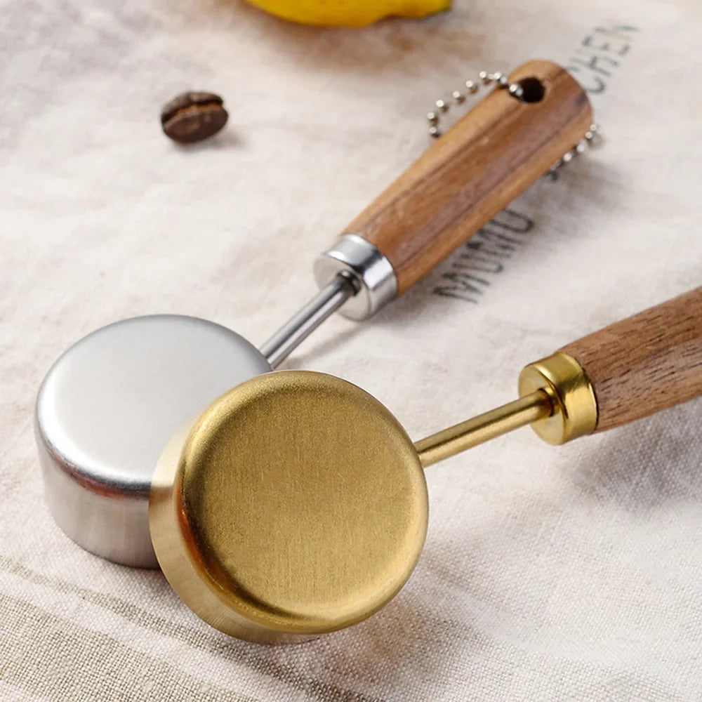 Stainless Steel Measuring Spoon Set | Gold Wood Handle Kitchen Baking Tool