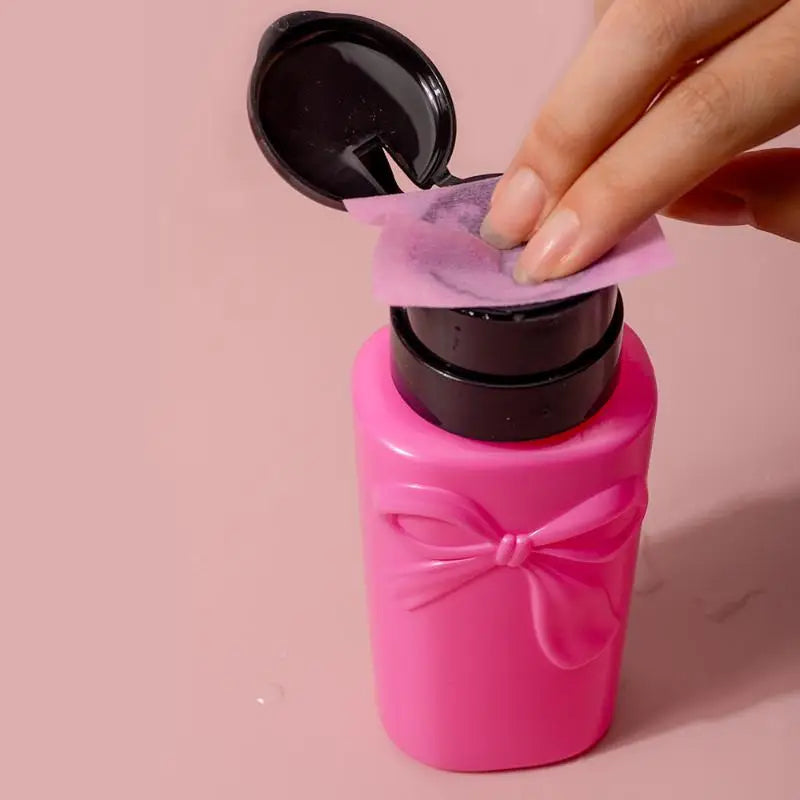 Push Down Plastic Bow Pump Dispenser Bottle | Refillable Nail Polish & Makeup Remover Container
