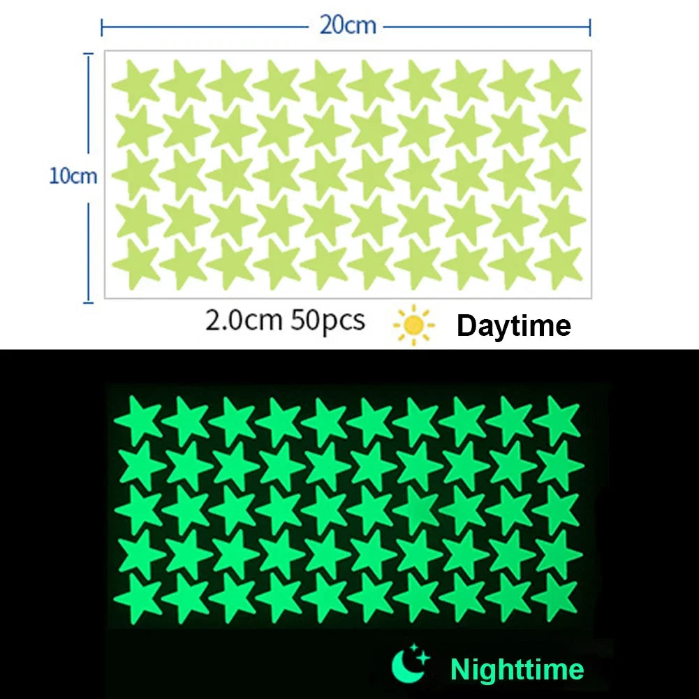 Glow In The Dark 3D Stars Moon Wall Stickers | Creative Luminous Room Decor