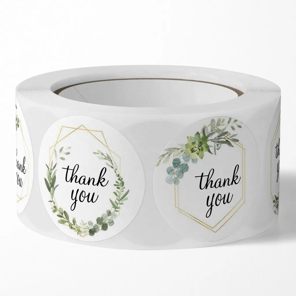 500 Pieces Round Floral Thank You Stickers | Self-Adhesive Gratitude Labels