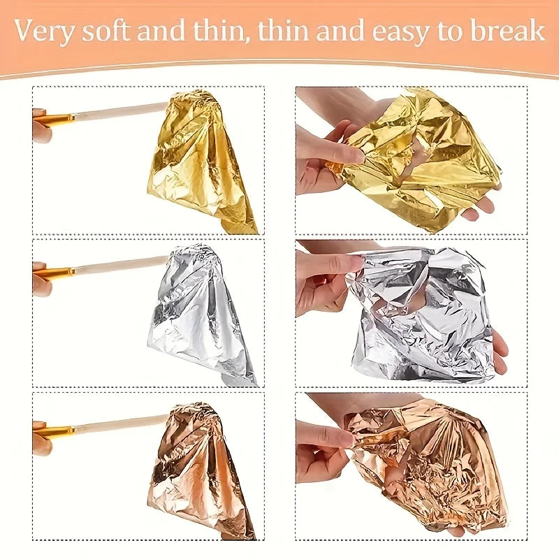 100pcs Imitation Gold Silver Foil Paper Leaf Sheets | Gilding DIY Craft Art Supplies