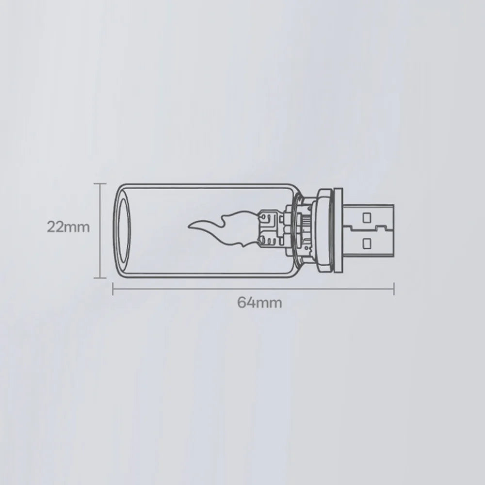 USB LED Flashing Candle Light | 5V Flame Night Light with Frosted Clear Glass and Touch Control