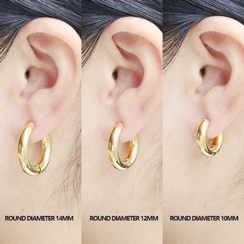 2pc Stainless Steel Small Hoop Earrings | Unisex Punk Hip Hop Huggie Earrings
