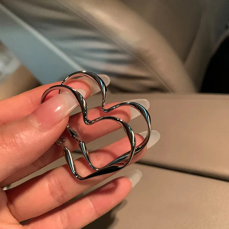 Trendy Hollow Heart Earring Cuff | Fashion Hoop Earrings for Women