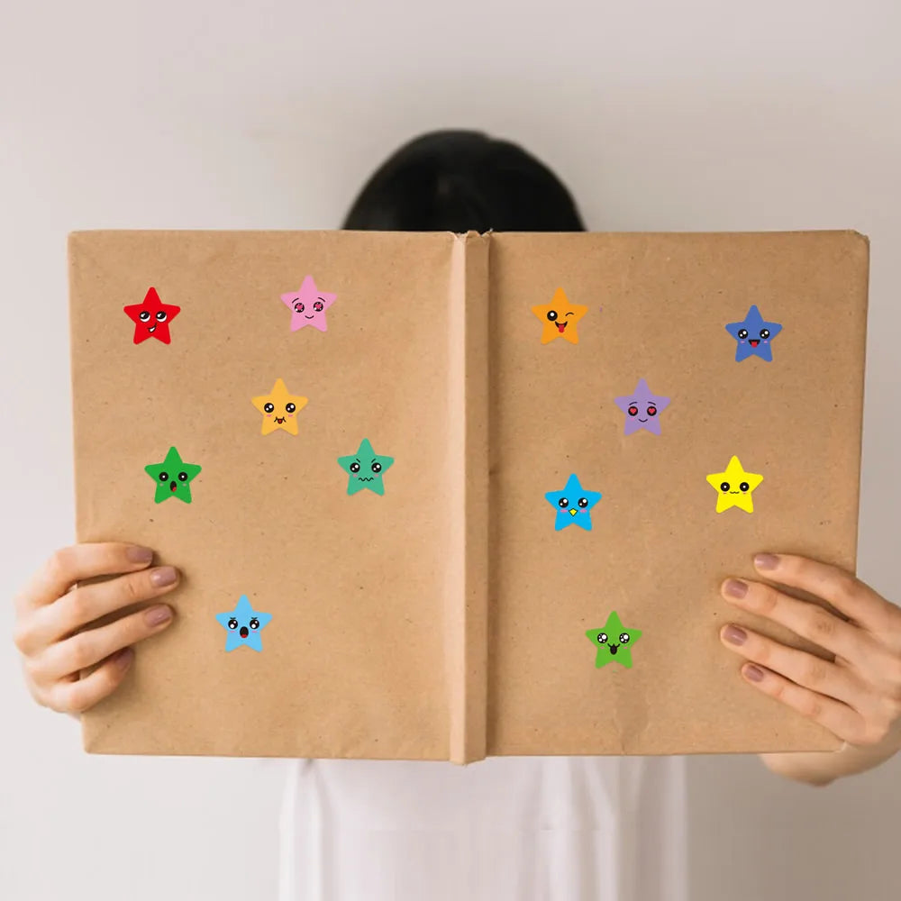 Happy Face Stars Reward Sticker Pack | 450-3000 Sheets for DIY Decor