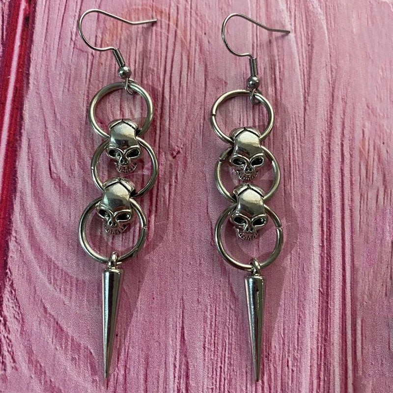 Skull Dangle Earrings | Gothic Punk Drop Earrings for Women and Men