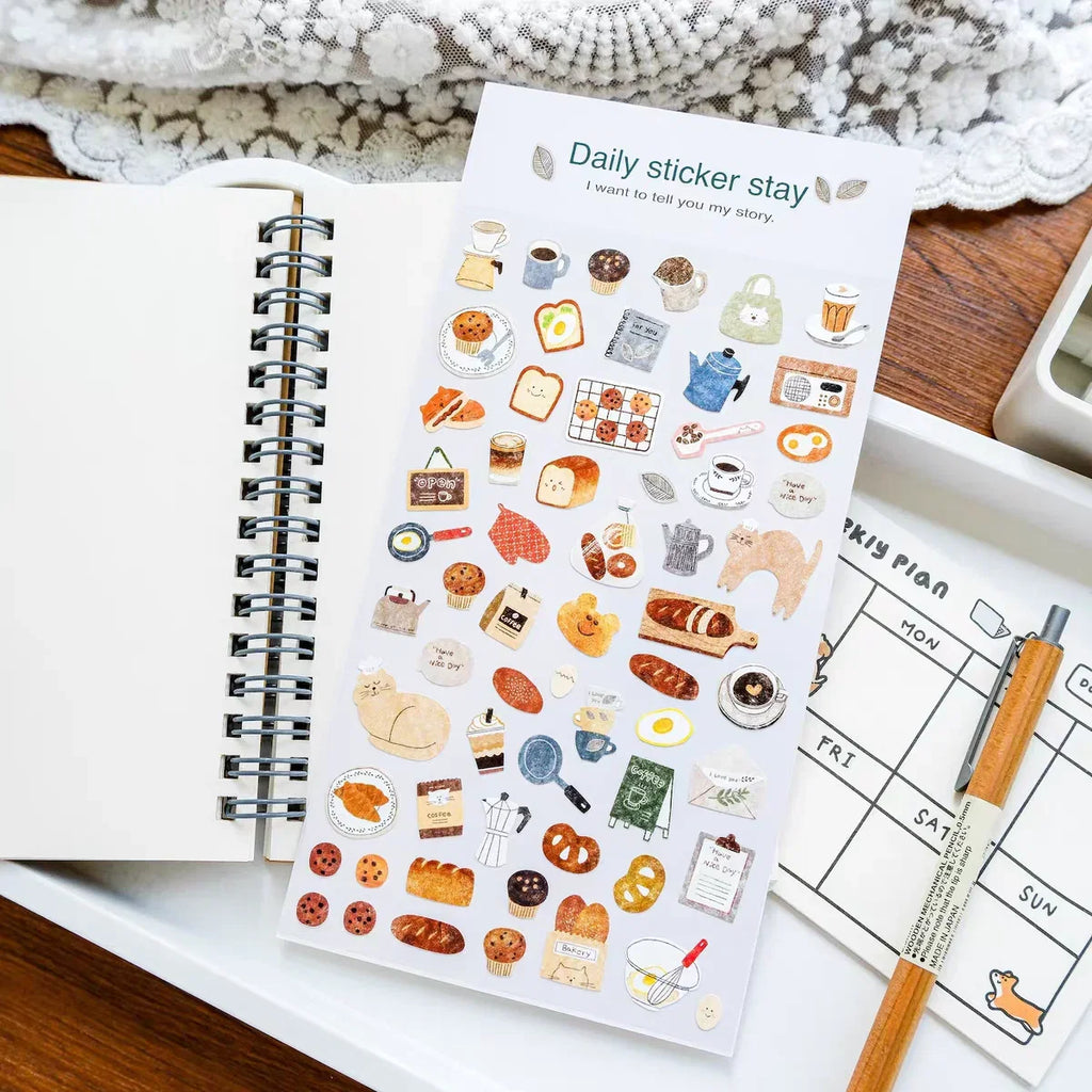 Coffee House Sticker Pack | 50pcs Korean Style Journal Decor