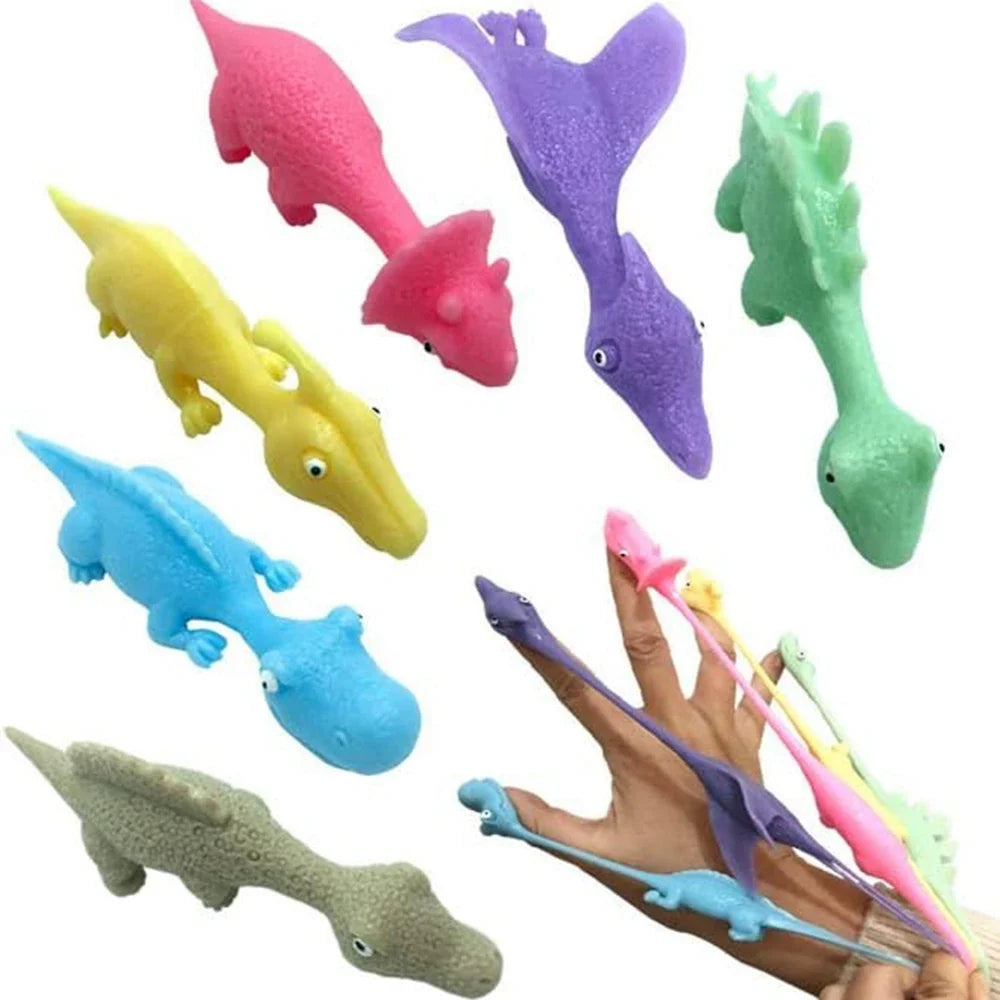 Sticky Squishy Rubber Flying Dinosaur Stress Relief Toys | 10-Pack Party Favors