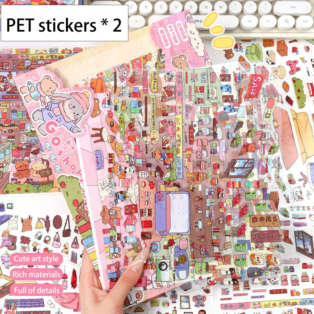 Vintage Grocery Store Stickers | 3D Miniature Collage Decals for DIY Crafts