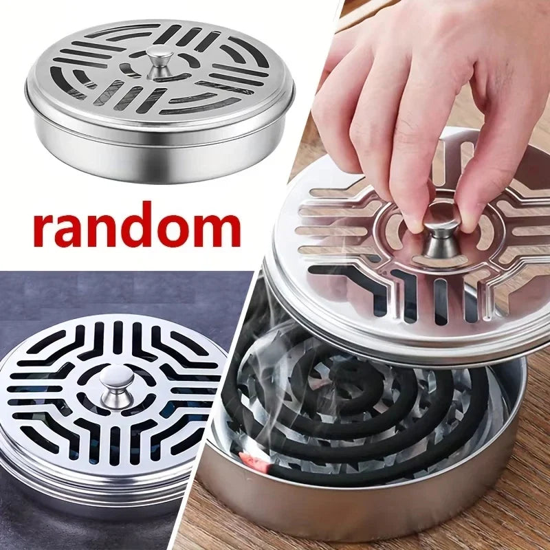 Stainless Steel Mosquito Coil Tray With Cover | Large Portable Mosquito Coil Holder Box
