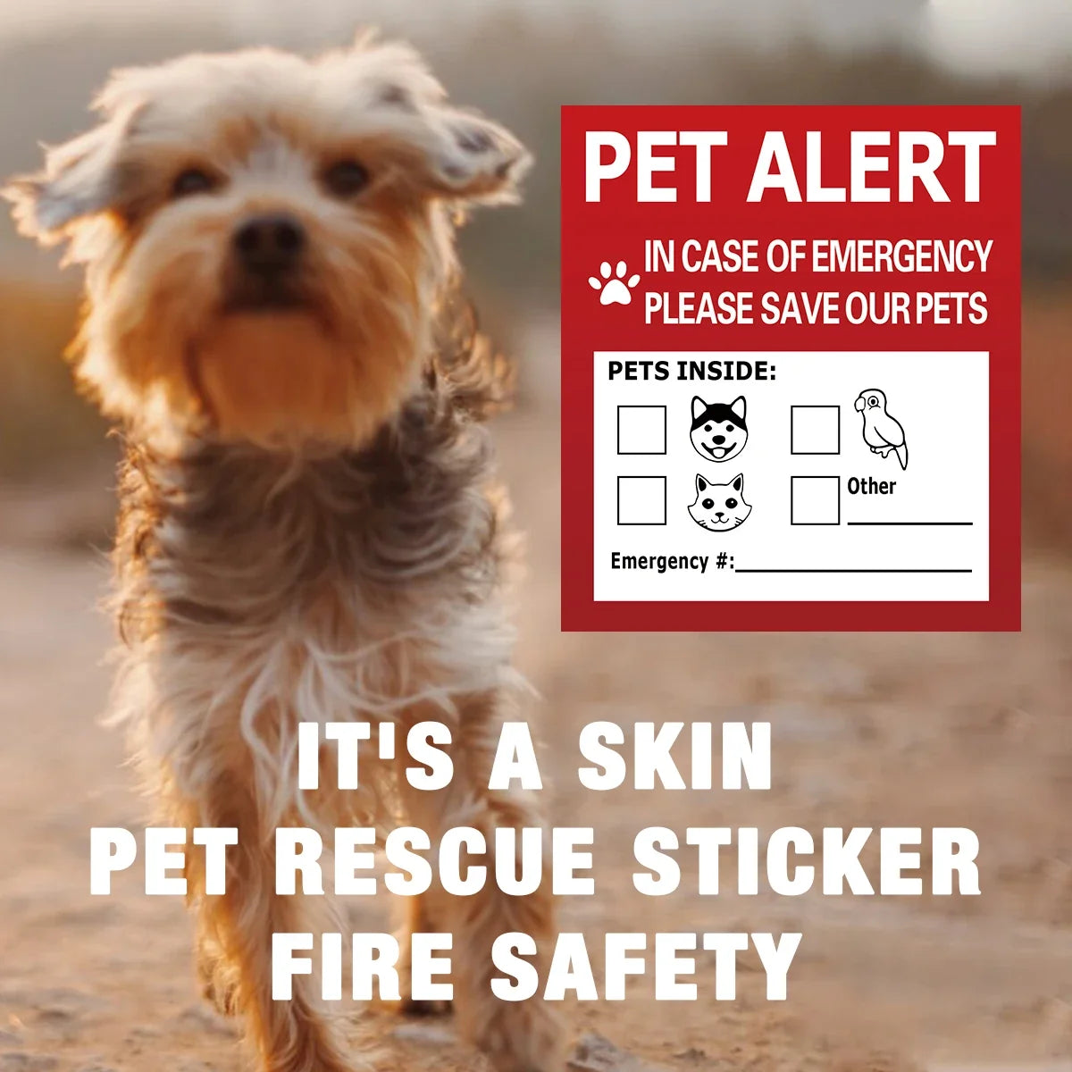 Pet Alert Stickers | Emergency Pet Rescue Window Decals (4 Pack)