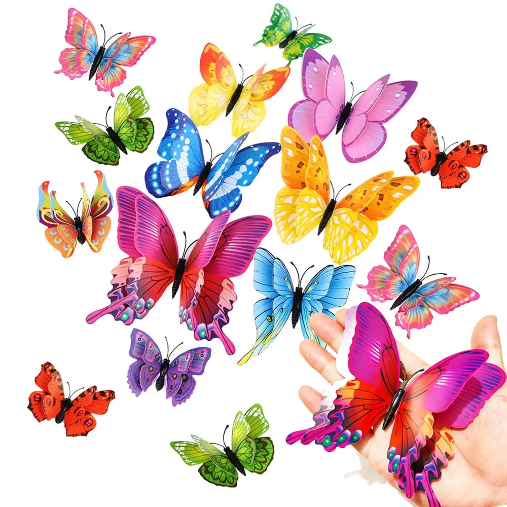 3D Butterfly Wall Stickers | 12/24pcs Magnetic Decor for Refrigerator and Walls