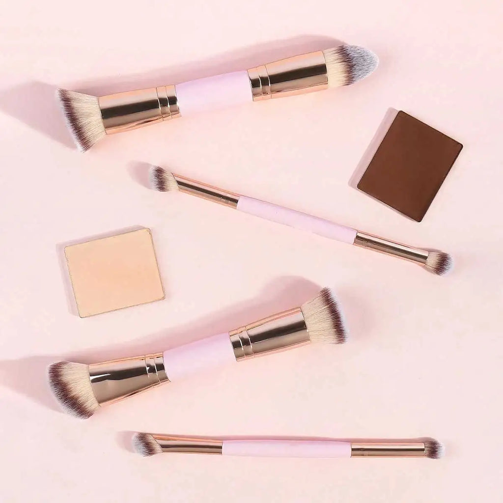 4pcs Basic Makeup Brushes Set with Box | Dual-ended Travel Kit for Beginners