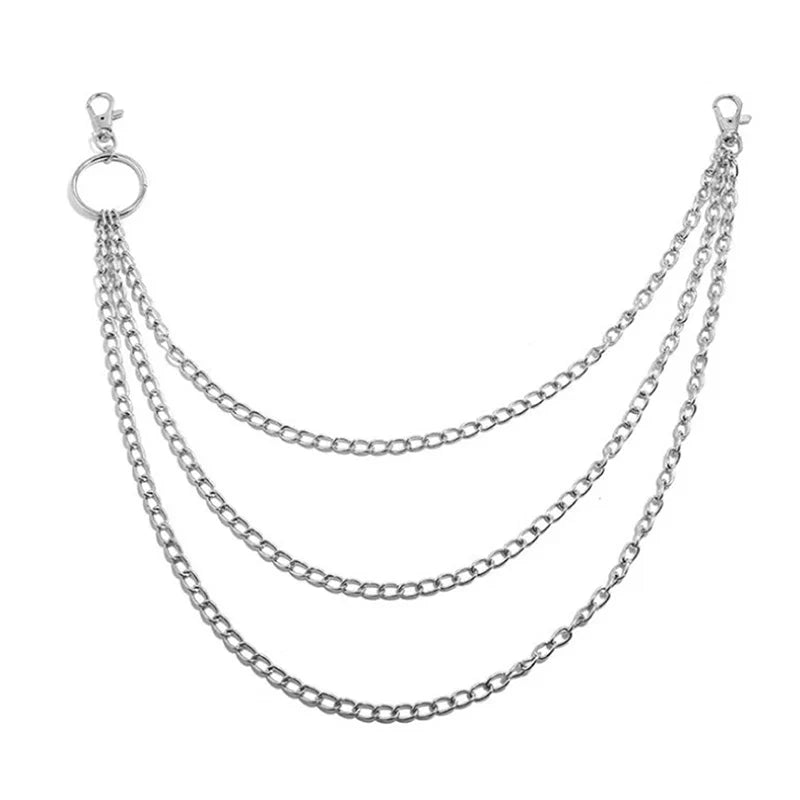 MAX-22 Punk Hip-Hop Metal Belt Chain | 2/3 Layer Long Waist Chain for Jeans
