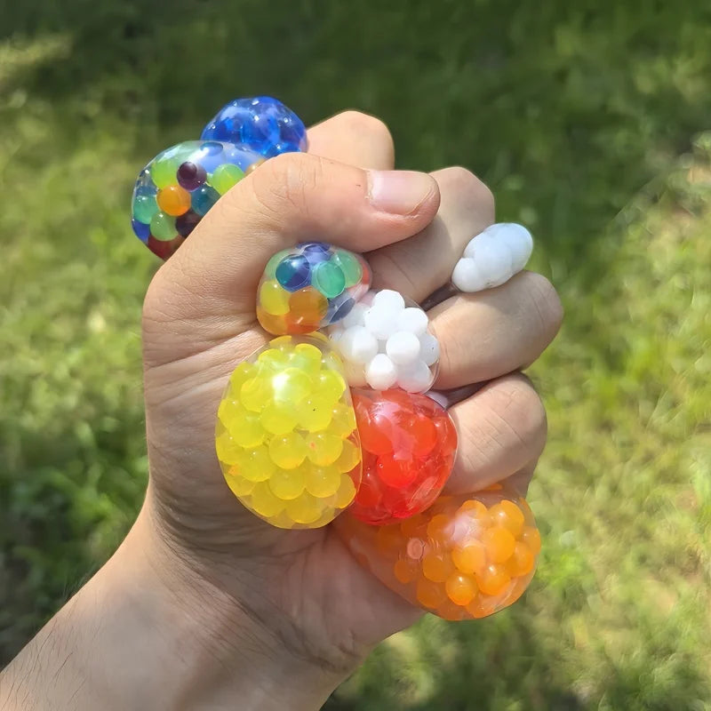 Soft Rubber Squeeze Balls | 5-Pack Stress Relief Grape Ball Set for Sensory Play and Party Favors