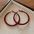 Red Big Round Hoop Earrings for Women | Trendy Geometric Huggie Jewelry