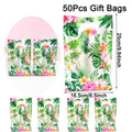 Tropical Hawaiian Party Tablecloth and Candy Bags Set | Flamingo Summer Decor