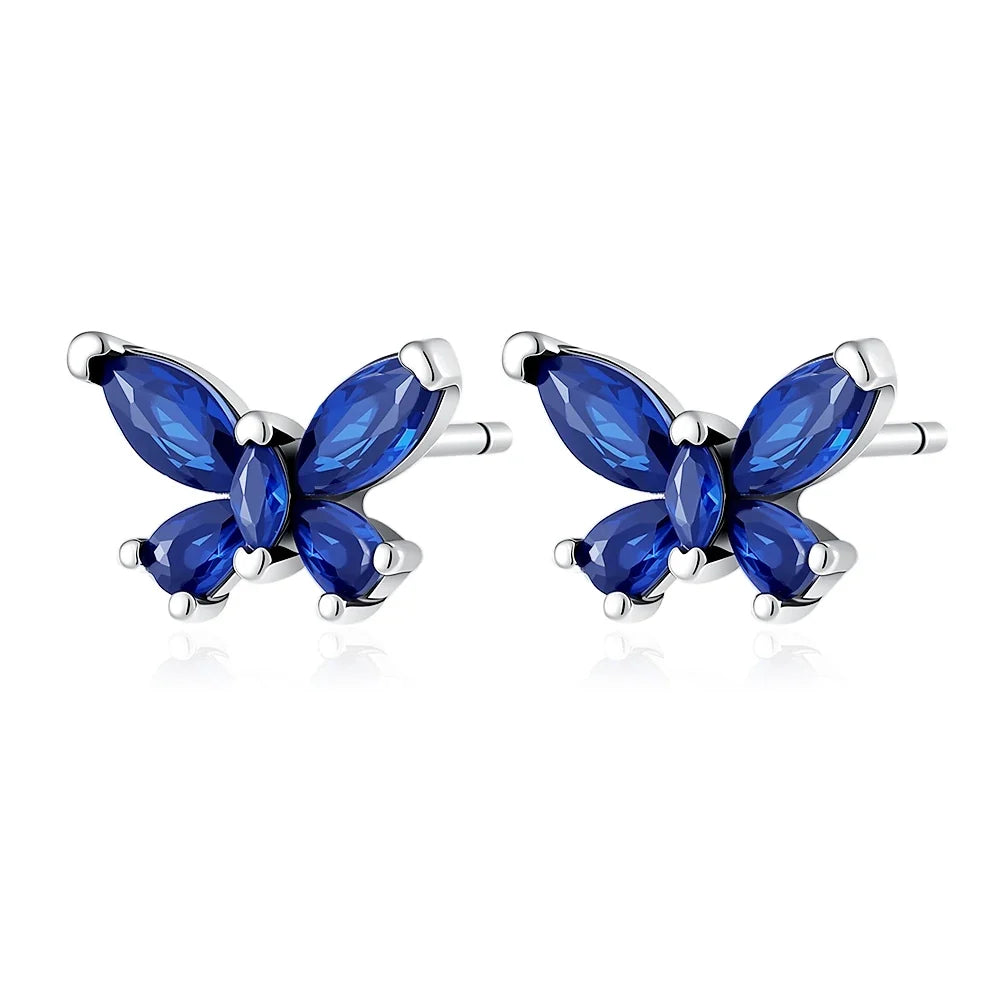 925 Silver Stud Earrings | Butterfly Snowflake Heart Moon Jewelry Gift