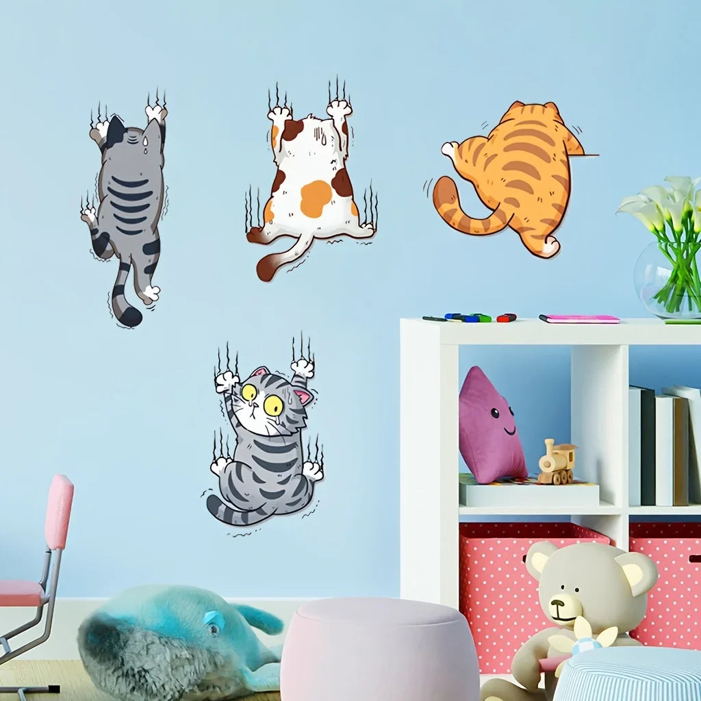1 Set Cute Cartoon Cat Wall Sticker | Self-adhesive Reusable Decor for Bedroom and Dorm
