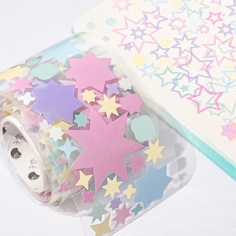 Colorful Star and Heart Die-Cut Stickers | Multi-Layer Hollow Decorative Journal Stickers