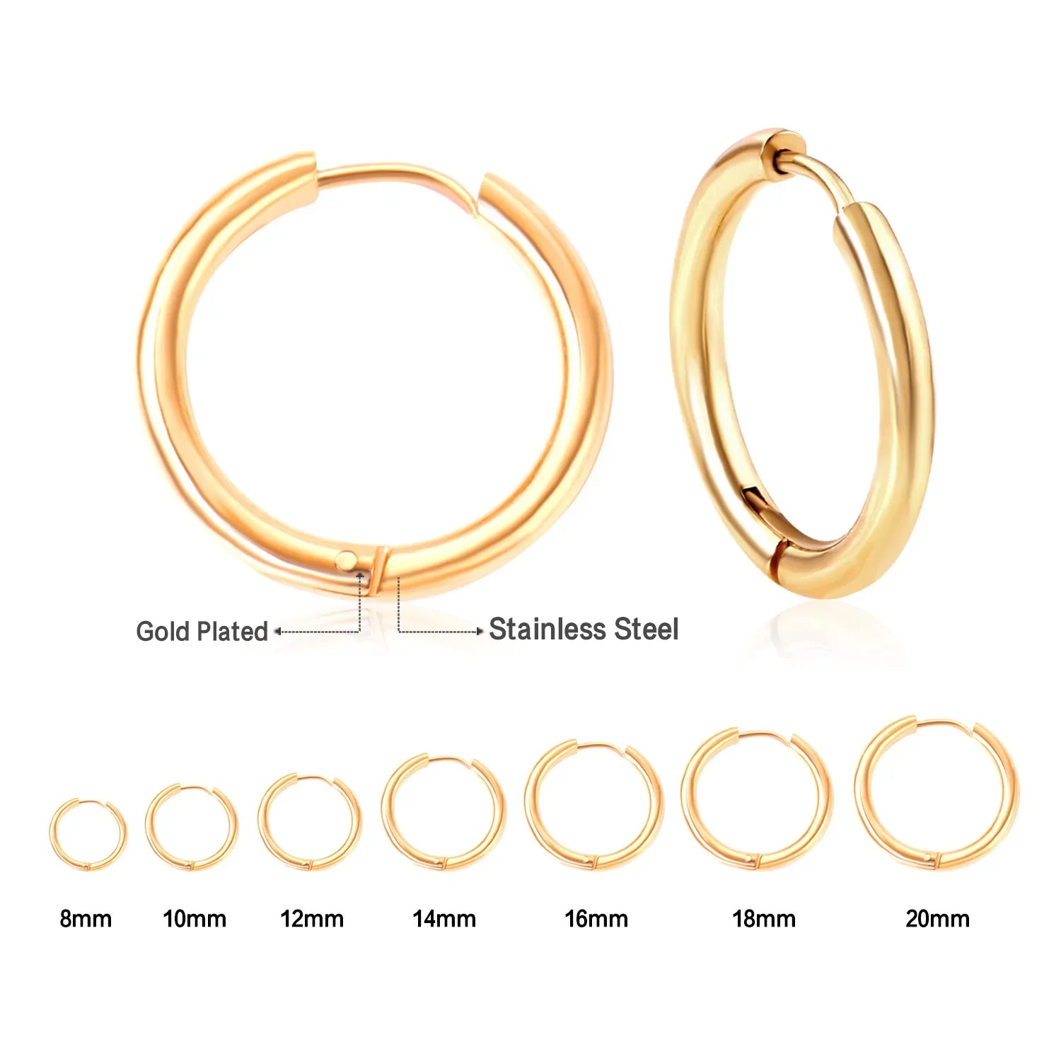 LUXUSTEEL U-Shaped and Geometric Hoop Earrings | Anti-Allergy Stainless Steel Earrings for Women and Men