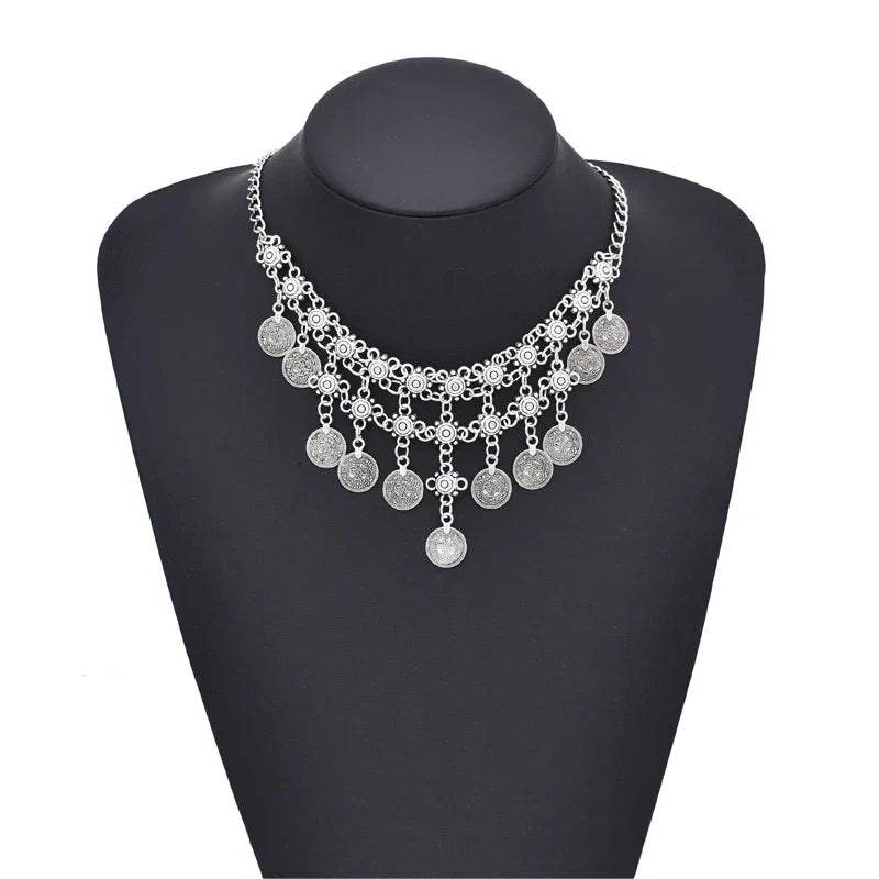 Vintage Coin Tassel Necklace | Bohemian Ethnic Charm Choker for Women
