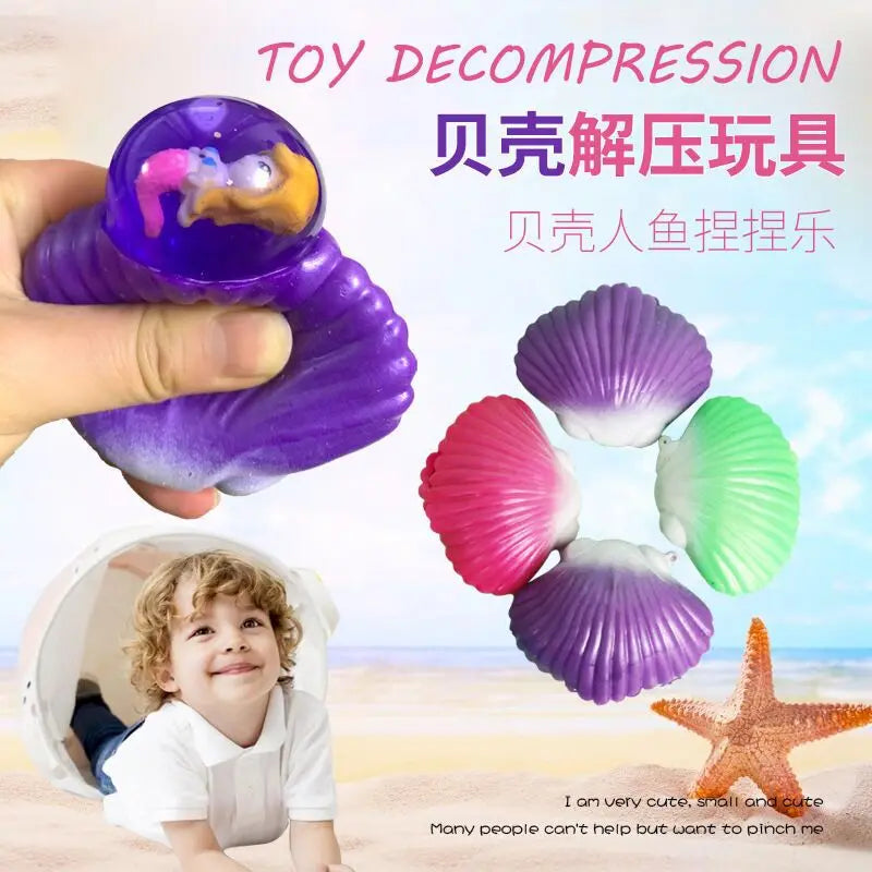 Hand Pinch Shell Decompression Toy | Stress Relief Mermaid Ball