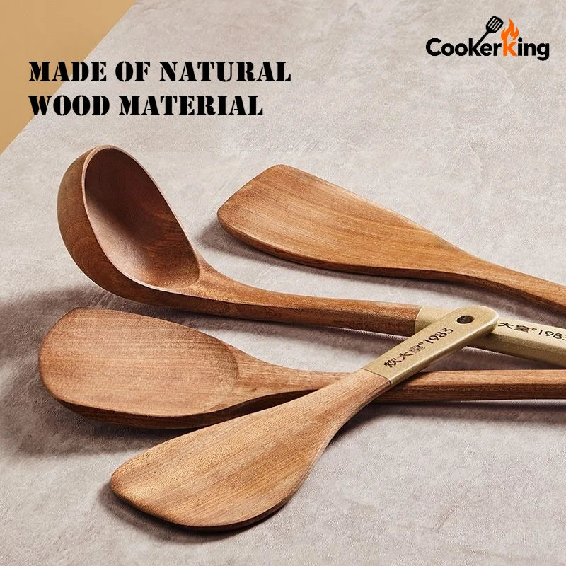 4 in 1 Cooking Tool Set | Ebony Wood Spatula and Spoon Set for Kitchen