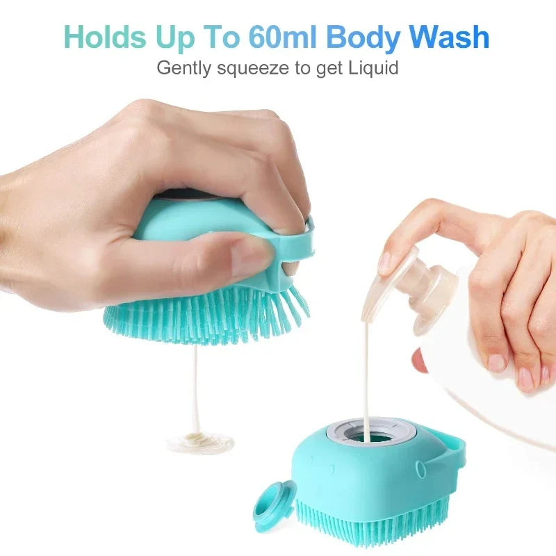 Soft Silicone Pet Shampoo Brush | 2.7oz Dog Cat Bathing Massage Comb