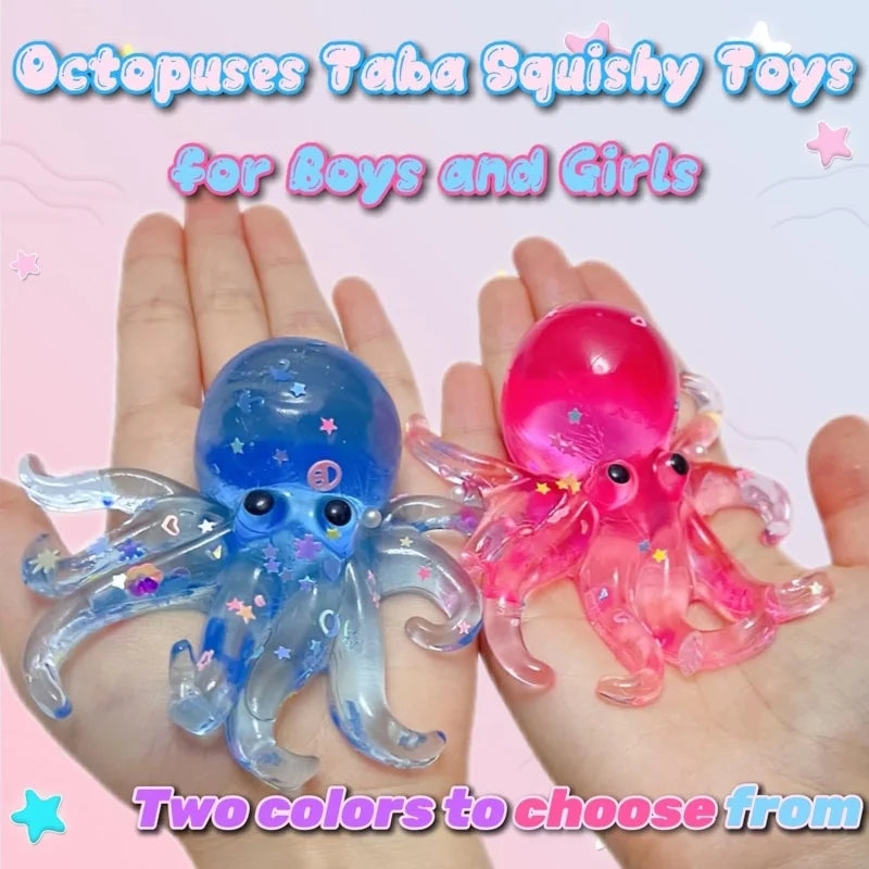 Glitter Octopus Taba Squishy Sugar Stress Ball | Cute Animal Squeeze Fidget Toy for Kids