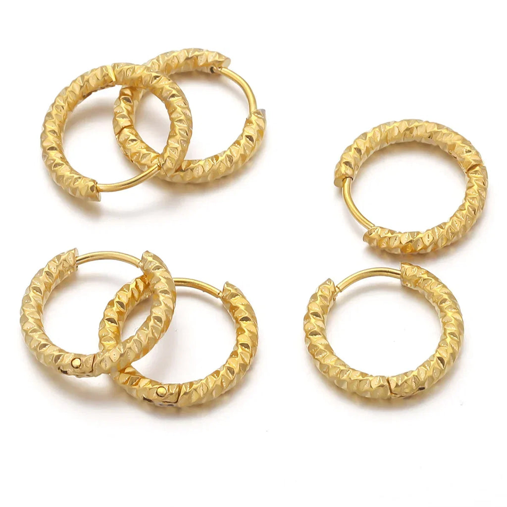 6pcs Stainless Steel Rectangular Textured Earrings | 18K Gold Plated DIY Jewelry Findings