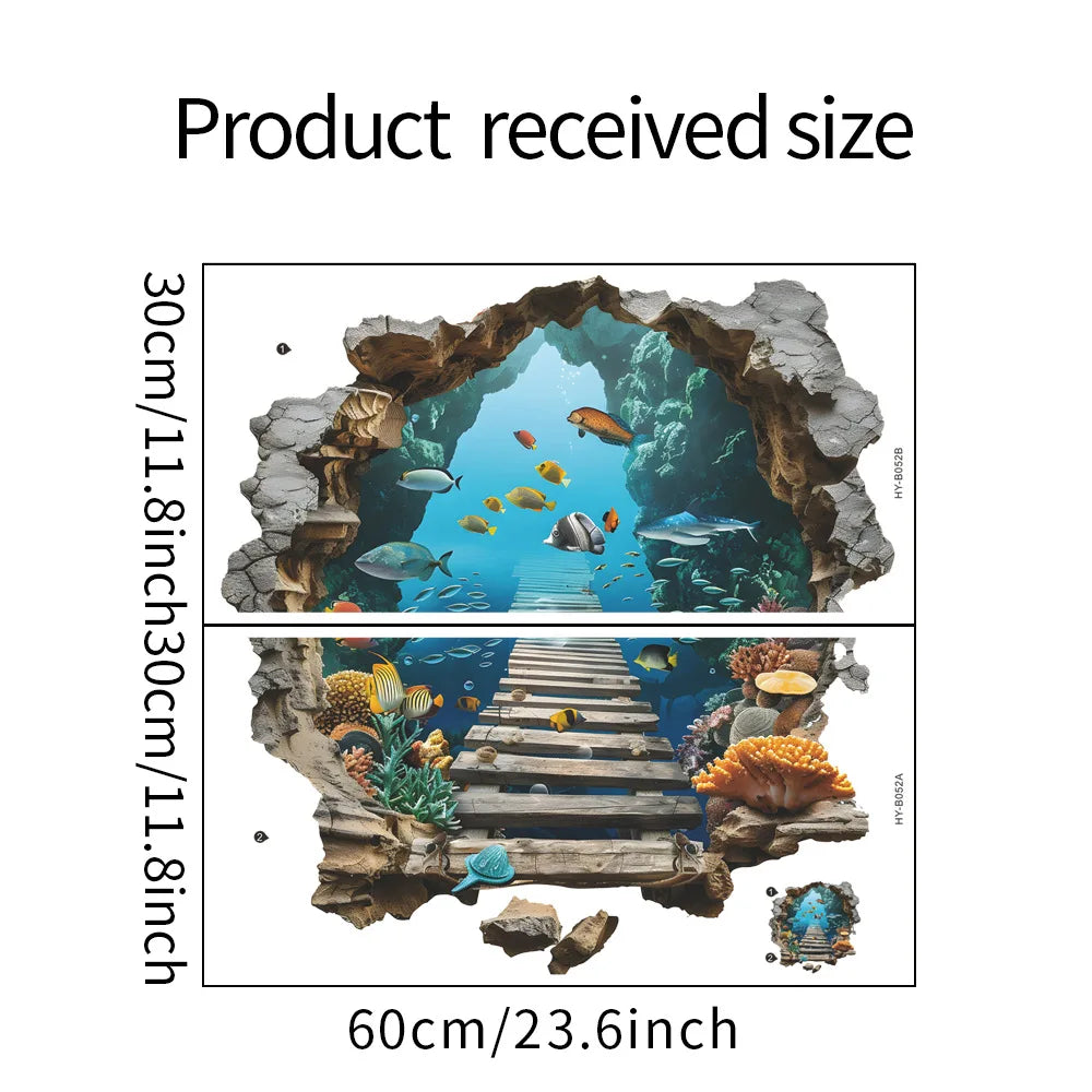 3D Underwater World Wall Stickers | Boys Room Ocean Decor Set