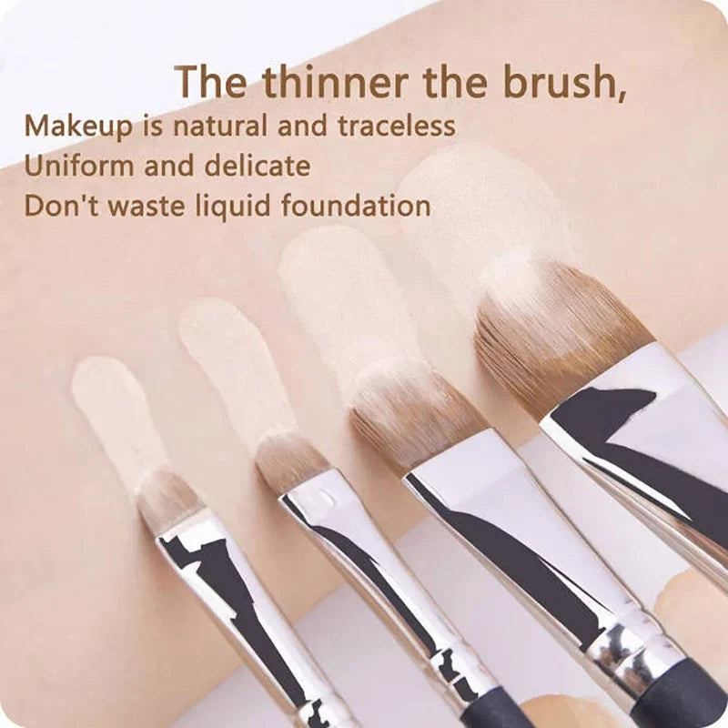 Flat Round Ultra-thin Foundation Concealer Makeup Brush | Professional Contour Liquid Cream Make-up Tool 4 Sizes