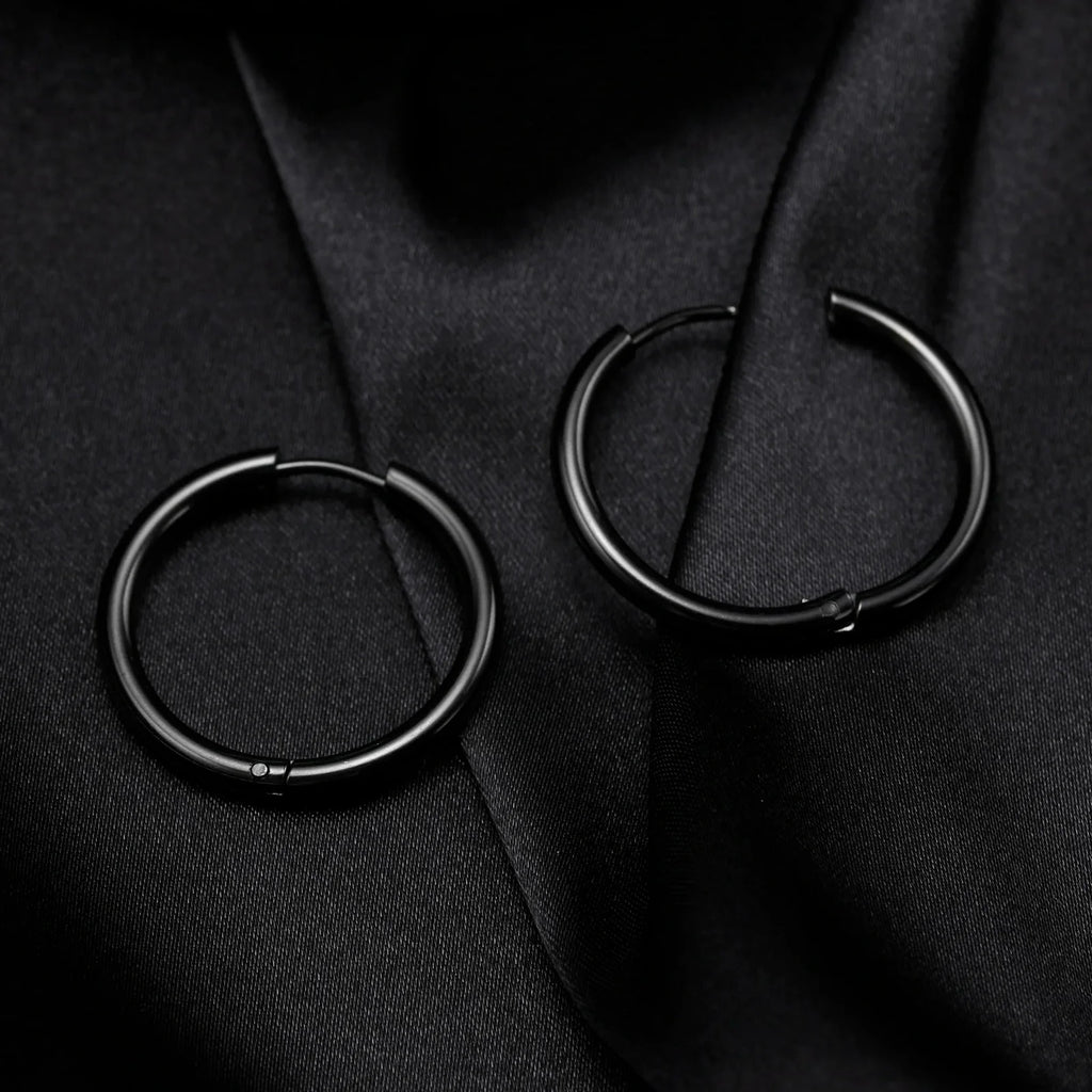 Classic Stainless Steel Hoop Earring for Men Boys | Anti Allergy Metal Huggies Earring