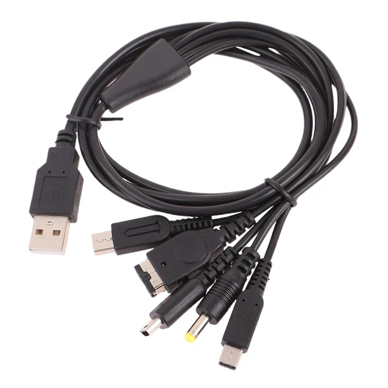 5-in-1 Multi-Console USB Charging Cable | 1.2M Fast Charger Cord for Nintendo 3DS, DSi, Wii U, GBA, PSP