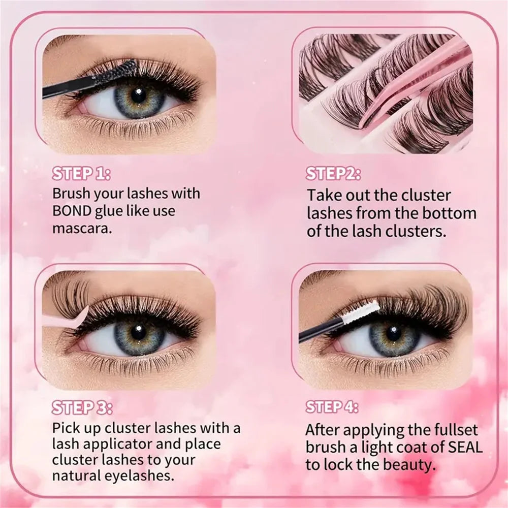 200-Piece Single Cluster False Eyelash Set | Faux Mink Fluffy Natural Lashes