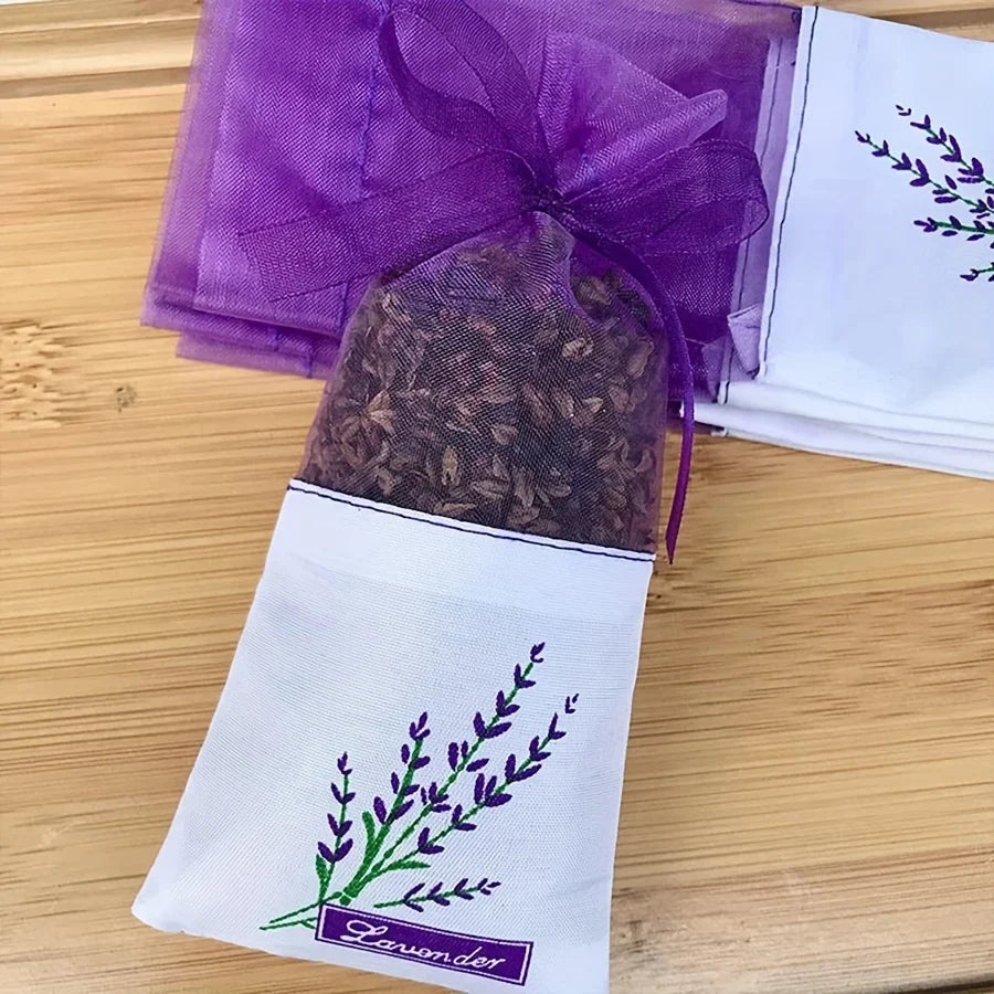 20pcs Lace Linen Sachet Empty Bags | Purple Strap Mesh for Aromatherapy