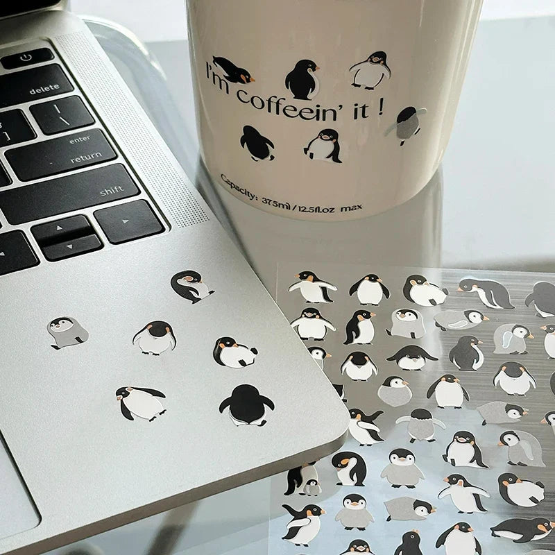 NEKONI Animal Stickers for Scrapbooking | Cute Penguin Dinosaur DIY Journal Decor