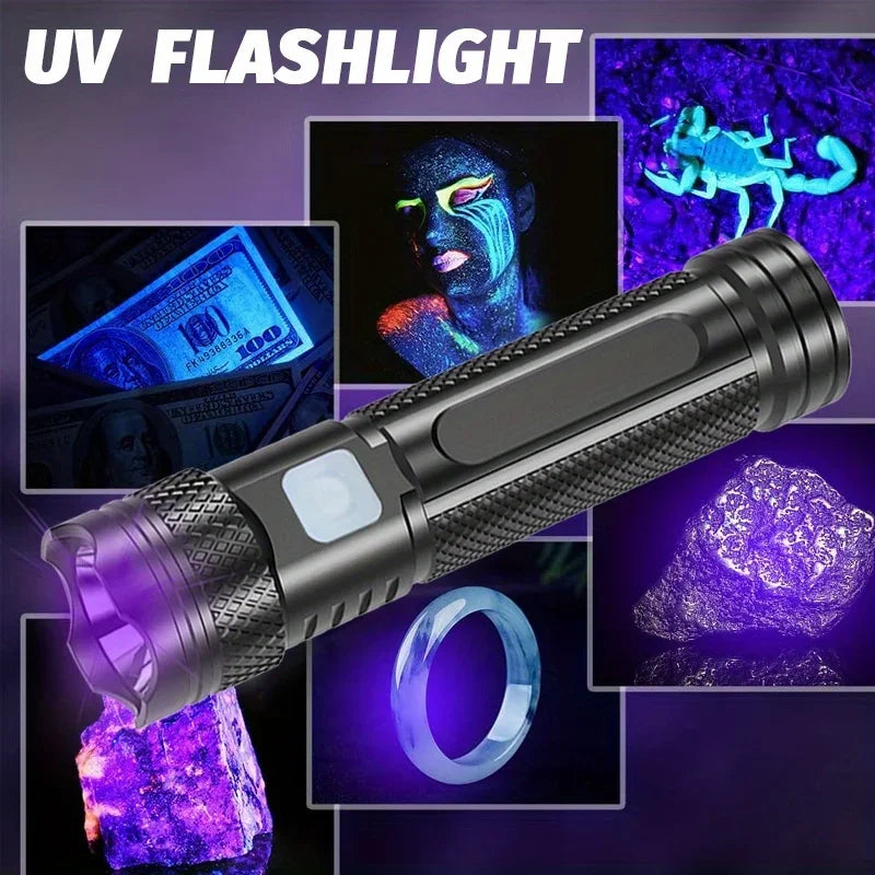 UV Flashlight Black Light | 365nm USB Rechargeable Mini Wood's Lamp