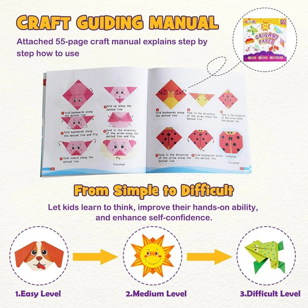 Origami Paper Set 54 Sheets | Double-Sided Folding Paper with Instructions