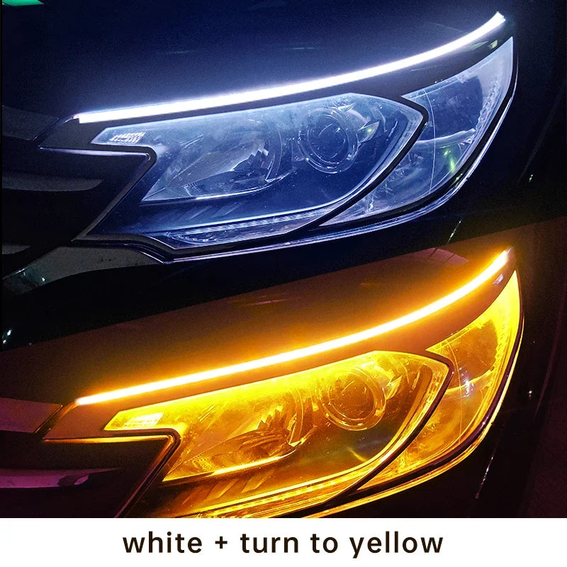2pcs Car LED DRL Light Strip Dynamic Scan Flexible Waterproof 12V Universal | Daytime Running Lights