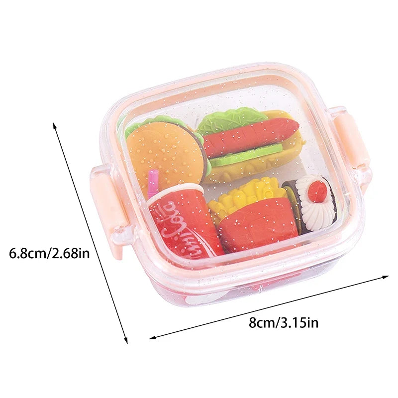 Lunch Box Eraser Set | Creative School Stationery Gift