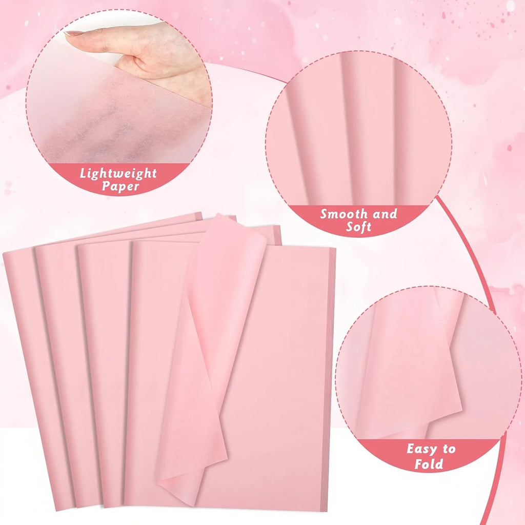 50 Pink Snowflake Gift Wrapping Paper | 50x35 cm Festive Wrapping Sheets