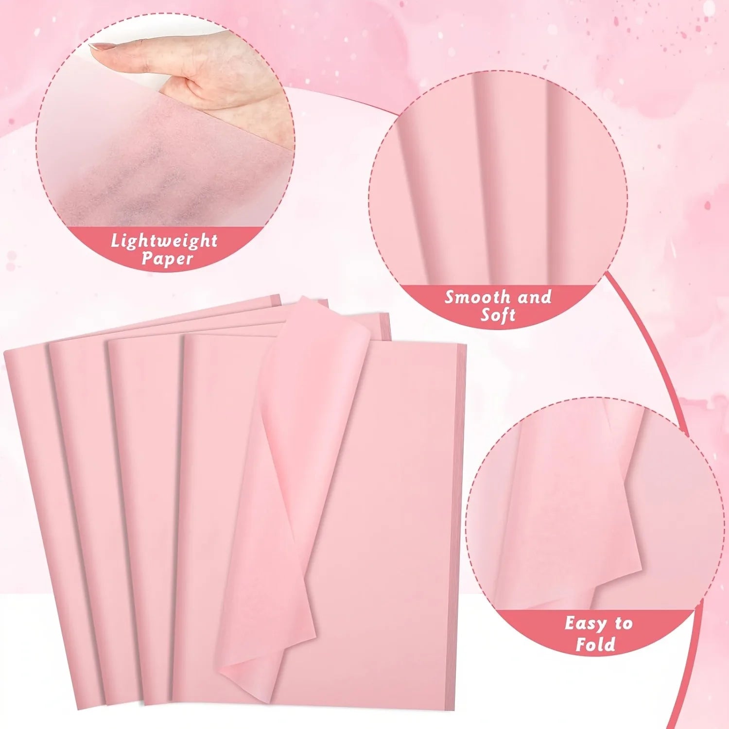 50 Pink Snowflake Gift Wrapping Paper | 50x35 cm Festive Wrapping Sheets