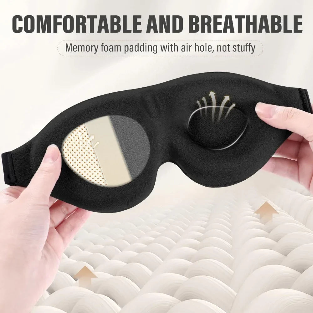 3D Contoured Sleep Mask | Memory Foam Blackout Eye Shade for Deep Rest